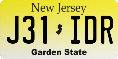 NJ license plate J31IDR