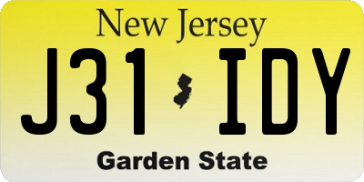 NJ license plate J31IDY