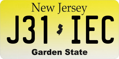 NJ license plate J31IEC