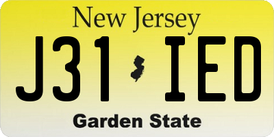 NJ license plate J31IED