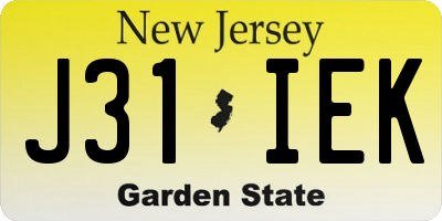 NJ license plate J31IEK