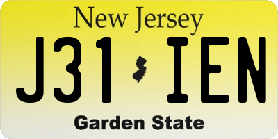 NJ license plate J31IEN