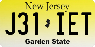 NJ license plate J31IET