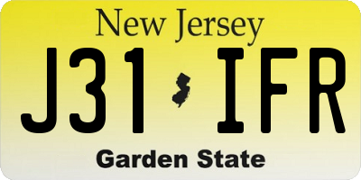 NJ license plate J31IFR