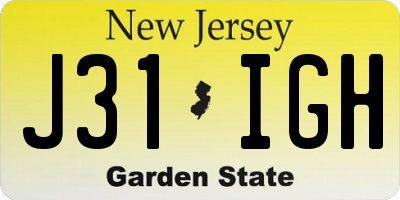 NJ license plate J31IGH