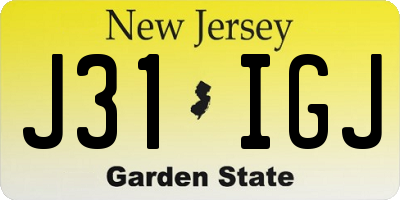 NJ license plate J31IGJ