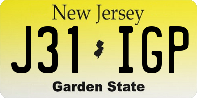 NJ license plate J31IGP