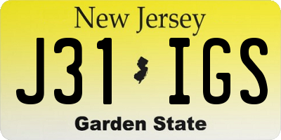 NJ license plate J31IGS