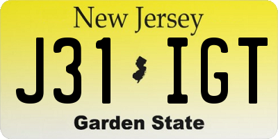 NJ license plate J31IGT