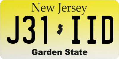 NJ license plate J31IID