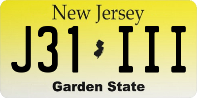 NJ license plate J31III