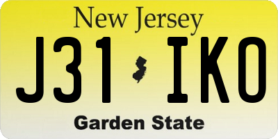 NJ license plate J31IKO