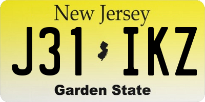 NJ license plate J31IKZ