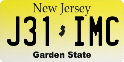 NJ license plate J31IMC