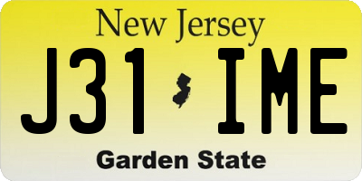 NJ license plate J31IME