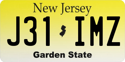 NJ license plate J31IMZ