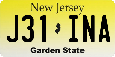 NJ license plate J31INA