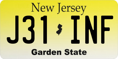 NJ license plate J31INF