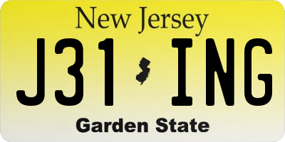 NJ license plate J31ING