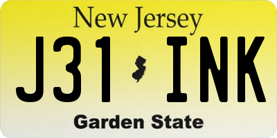 NJ license plate J31INK