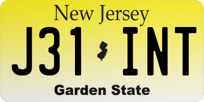NJ license plate J31INT