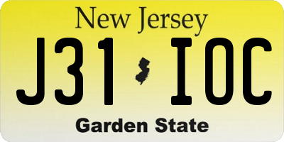 NJ license plate J31IOC