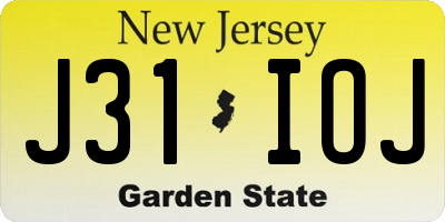 NJ license plate J31IOJ