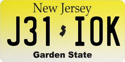 NJ license plate J31IOK