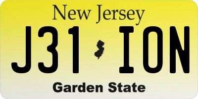 NJ license plate J31ION