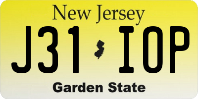 NJ license plate J31IOP