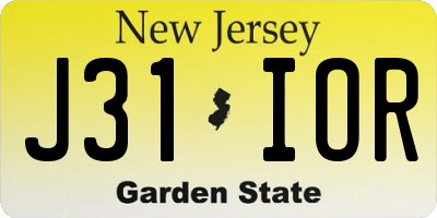 NJ license plate J31IOR