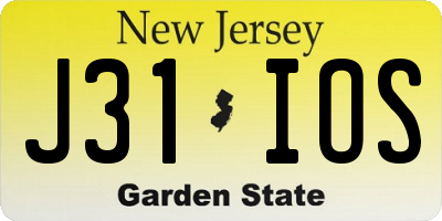 NJ license plate J31IOS