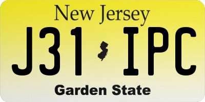 NJ license plate J31IPC