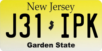 NJ license plate J31IPK