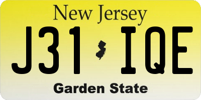 NJ license plate J31IQE