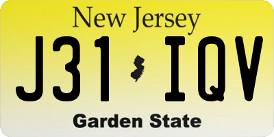 NJ license plate J31IQV
