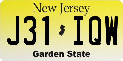 NJ license plate J31IQW