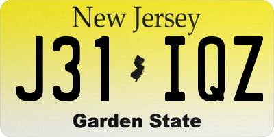 NJ license plate J31IQZ