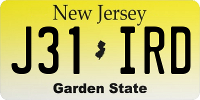 NJ license plate J31IRD