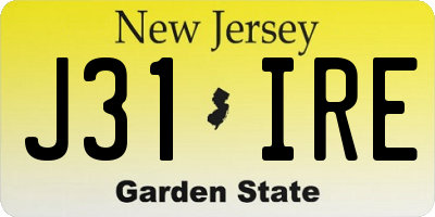 NJ license plate J31IRE