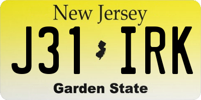 NJ license plate J31IRK