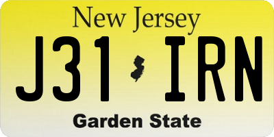 NJ license plate J31IRN