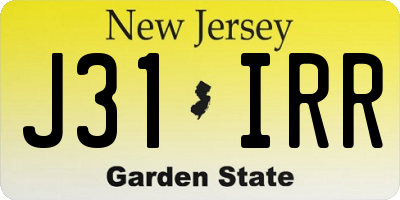 NJ license plate J31IRR