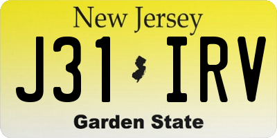 NJ license plate J31IRV