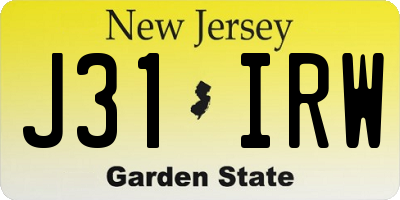 NJ license plate J31IRW