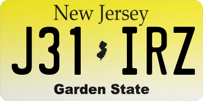 NJ license plate J31IRZ