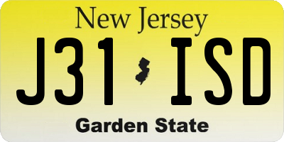 NJ license plate J31ISD