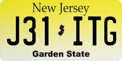 NJ license plate J31ITG