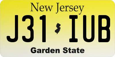 NJ license plate J31IUB