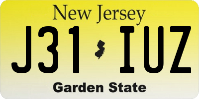 NJ license plate J31IUZ